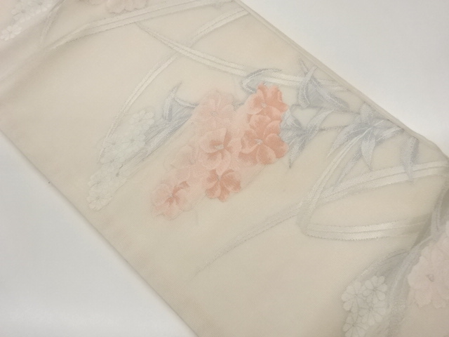 JAPANESE NAGOYA OBI FOR SUMMER / WOVEN FLOWERS